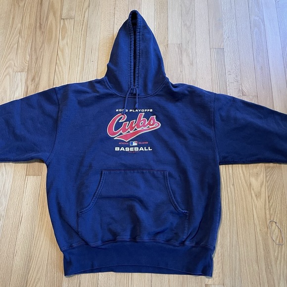 Vintage Chicago Cubs 2003 Playoff Hoodie Sweatshirt Majestic MLB Blue Men XL - Picture 2 of 7